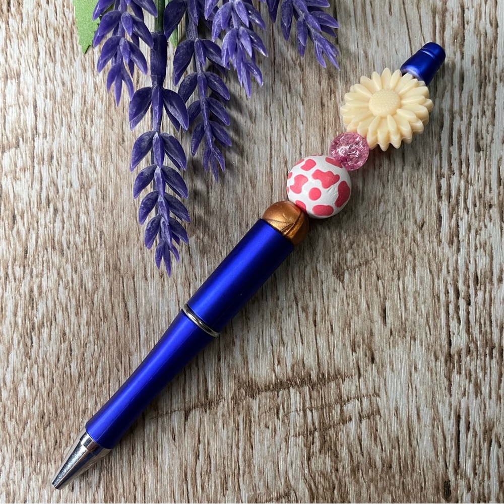Writing Flower Cow Pen Beaded Silicone Gift Custom Handmade Office Supplies